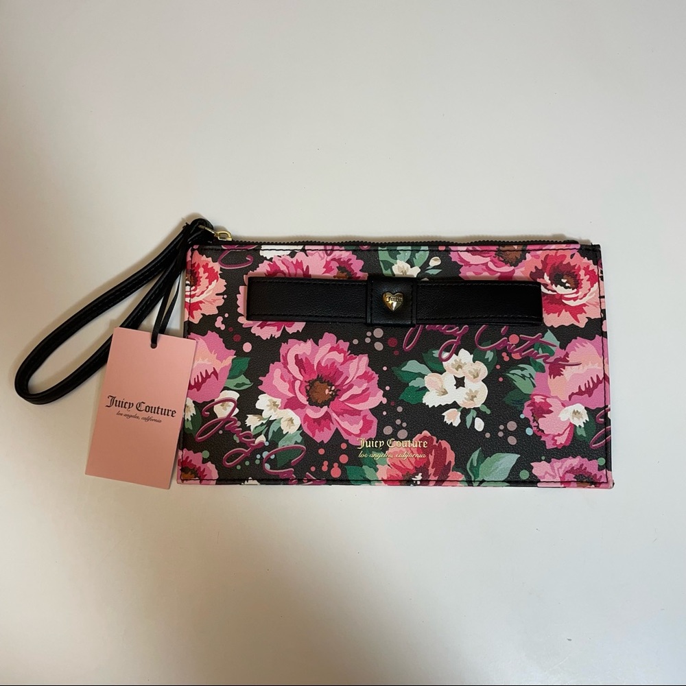 Juicy Couture Floral Clutch - Black and Pink
